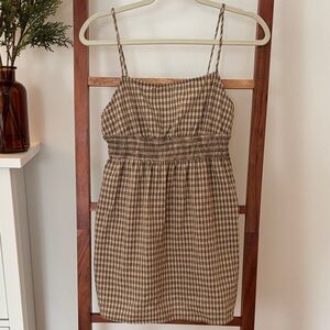 La Hearts Brown Checkered Dress